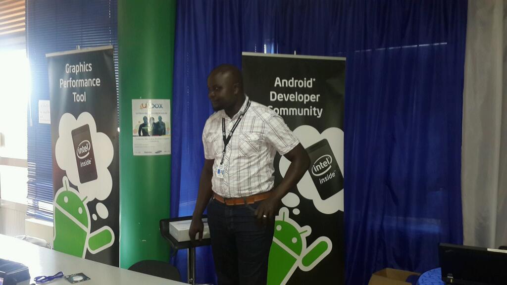 Frederick Odhiambo from Intel East Africa at Outbox Uganda for Intel Codefest image courtesy Outbox Juuchini