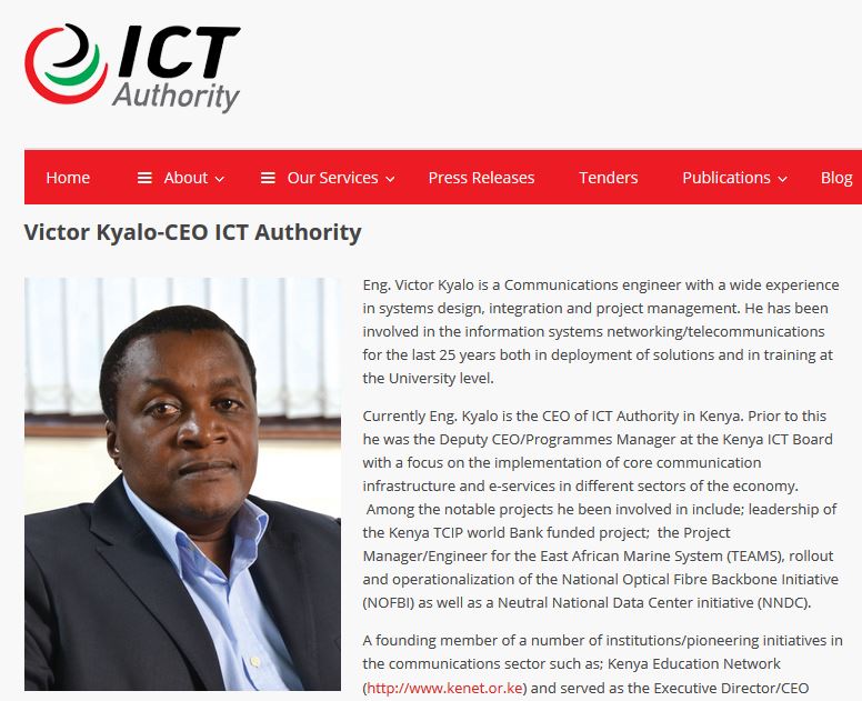 Victor Kyalo Kenya ICT Authority Chief Executive Officer JUUCHINI